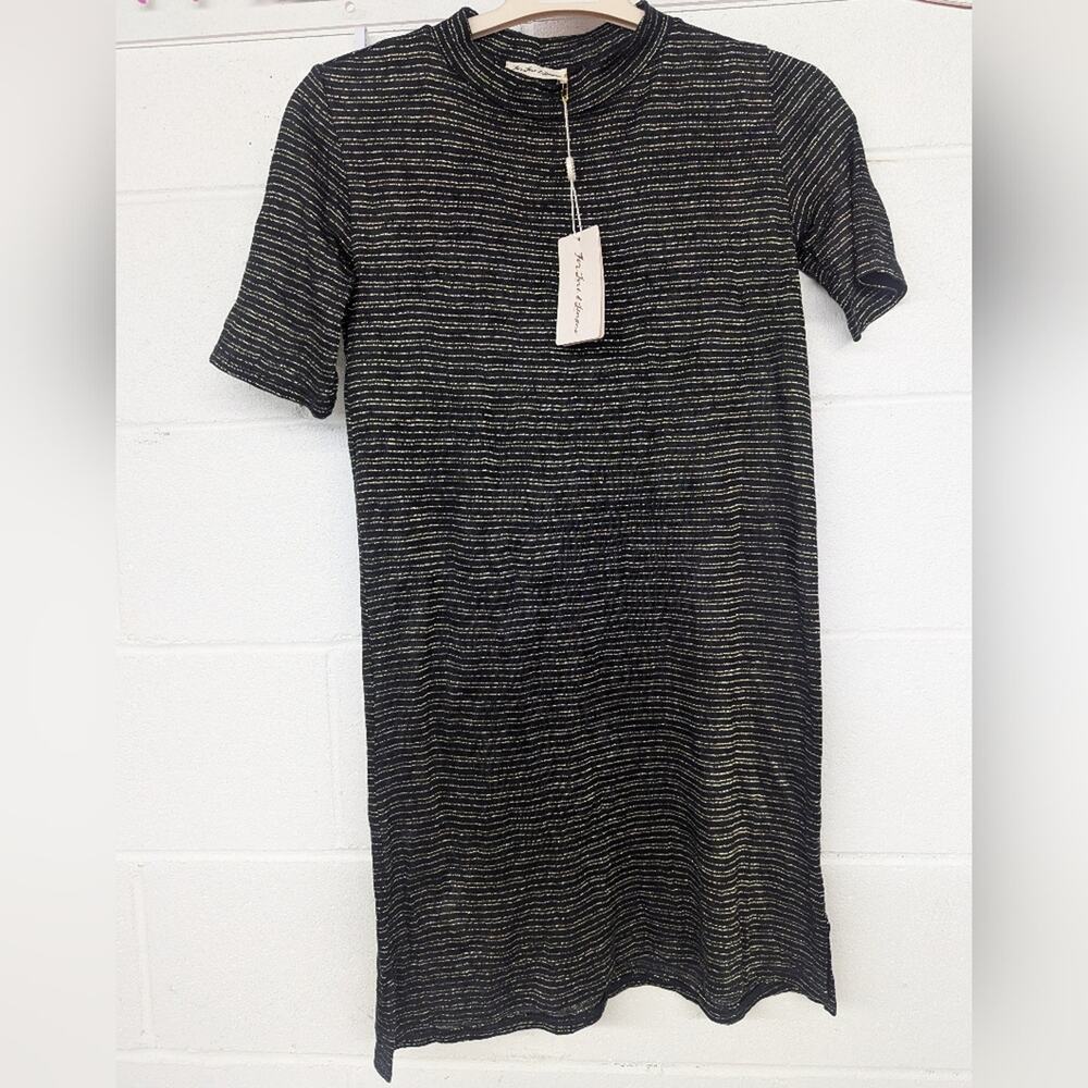 For love & lemons shirt slv stripe dress black szS sparkle knit metallic tshirt